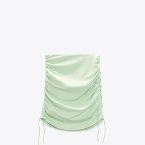 NWT Zara Mint Green Ruched Skirt Large